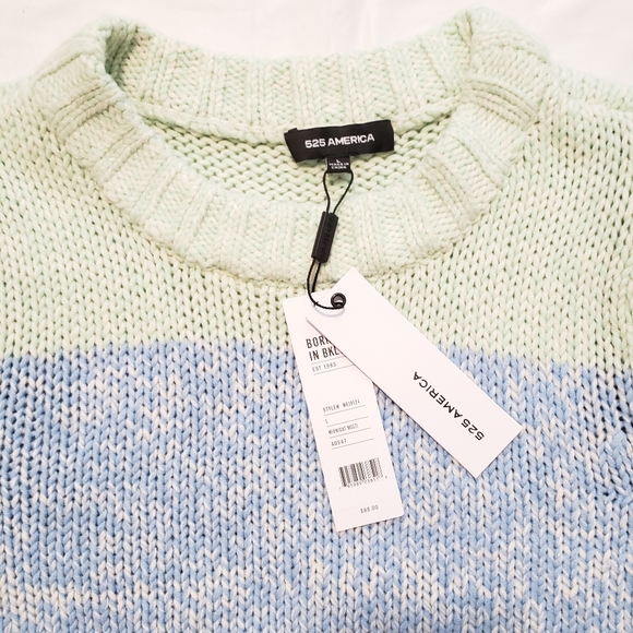 525 America Striped Bishop Sleeve Crewneck Sweater Large - Picture 4 of 6